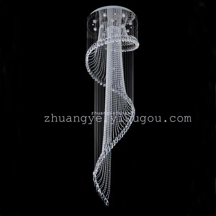 Modern Crystal Cord-Hung Chandelier — Duplex, Stairwell & Villa (Model 9905) — view 6