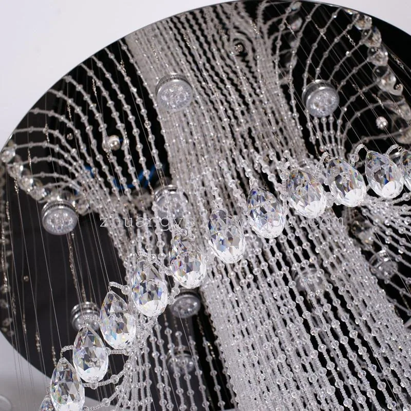 Modern Crystal Cord-Hung Chandelier — Duplex, Stairwell & Villa (Model 9905) — view 3