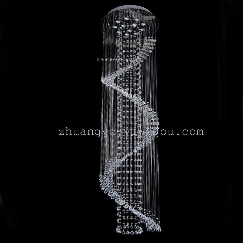 Modern Crystal Cord-Hung Chandelier — Duplex, Stairwell & Villa (Model 8807) — view 1