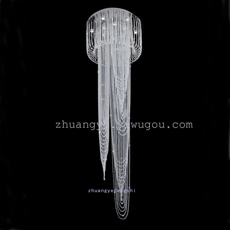 Minimalist Crystal Cord-Hung Chandelier — Duplex, Stairwell & Villa — view 1