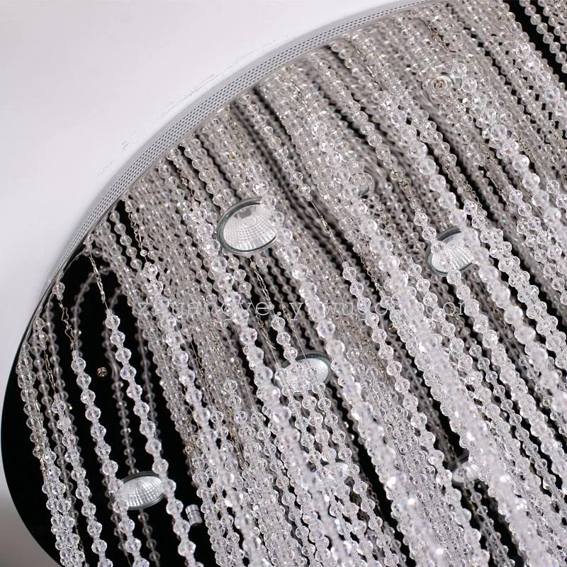 Minimalist Crystal Cord-Hung Chandelier — Duplex, Stairwell & Villa — view 3