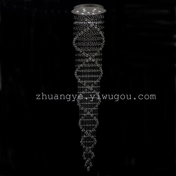Minimalist Crystal Cord-Hung Ceiling Light — Duplex, Stairwell & Villa — view 6