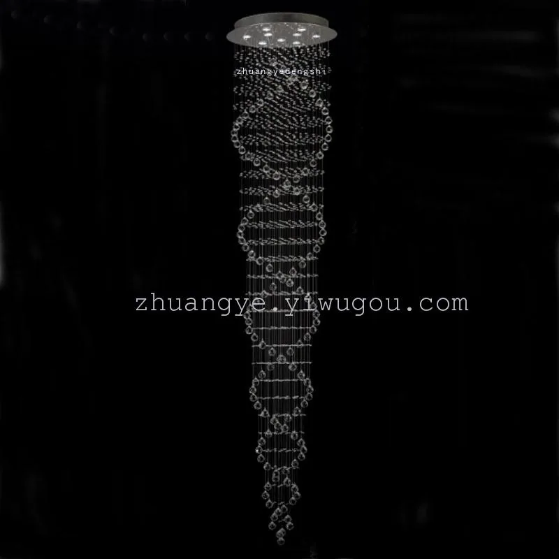 Minimalist Crystal Cord-Hung Ceiling Light — Duplex, Stairwell & Villa — view 1
