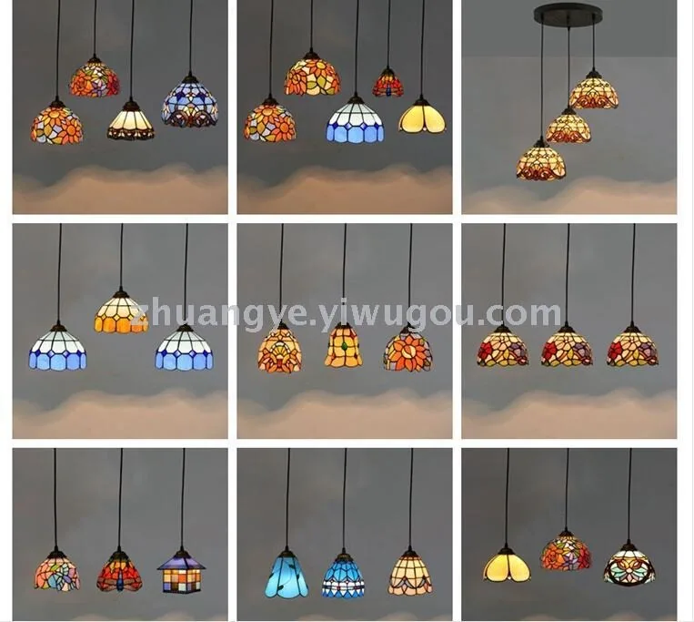 Mediterranean Glass Three-Head Chandelier — Dining Room, Walkway & Corridor — view 9