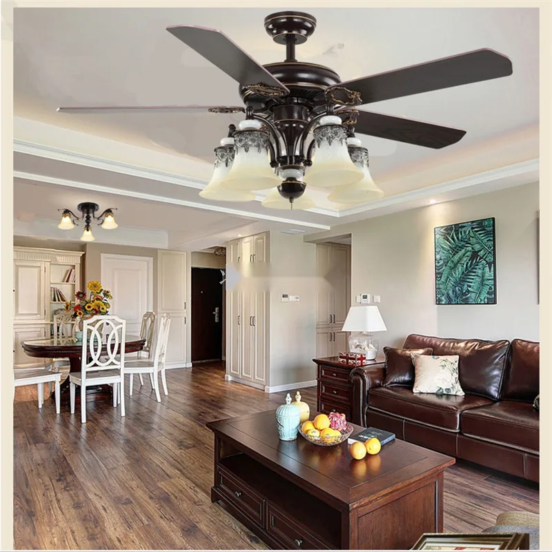 European Illuminated Ceiling Fan Light — Living Room & Dining Room — view 5