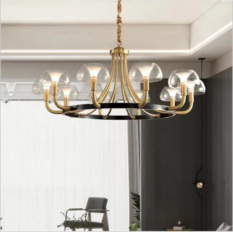Modern Minimalist Solid Brass Chandelier — Living Room, Bedroom & Dining Room — view 6
