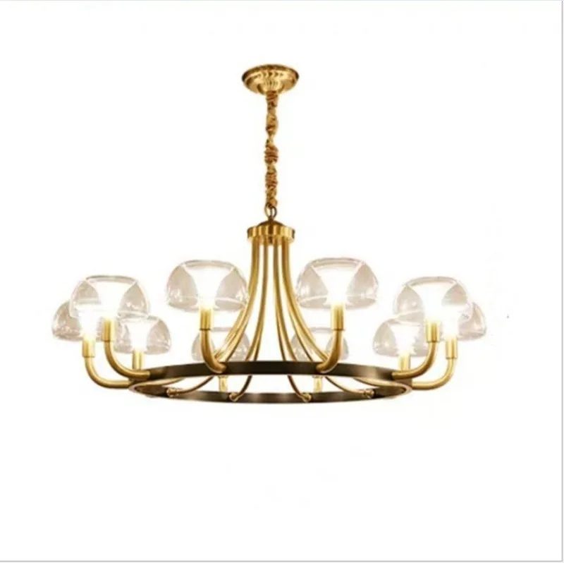 Modern Minimalist Solid Brass Chandelier — Living Room, Bedroom & Dining Room — view 10