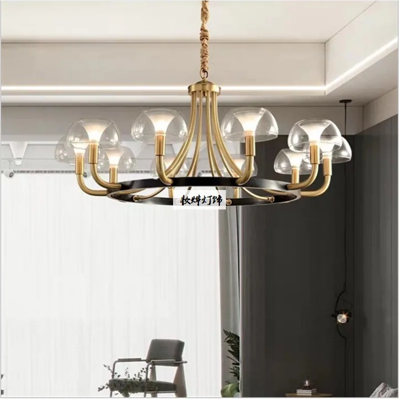 Modern Minimalist Solid Brass Chandelier — Living Room, Bedroom & Dining Room — view 1