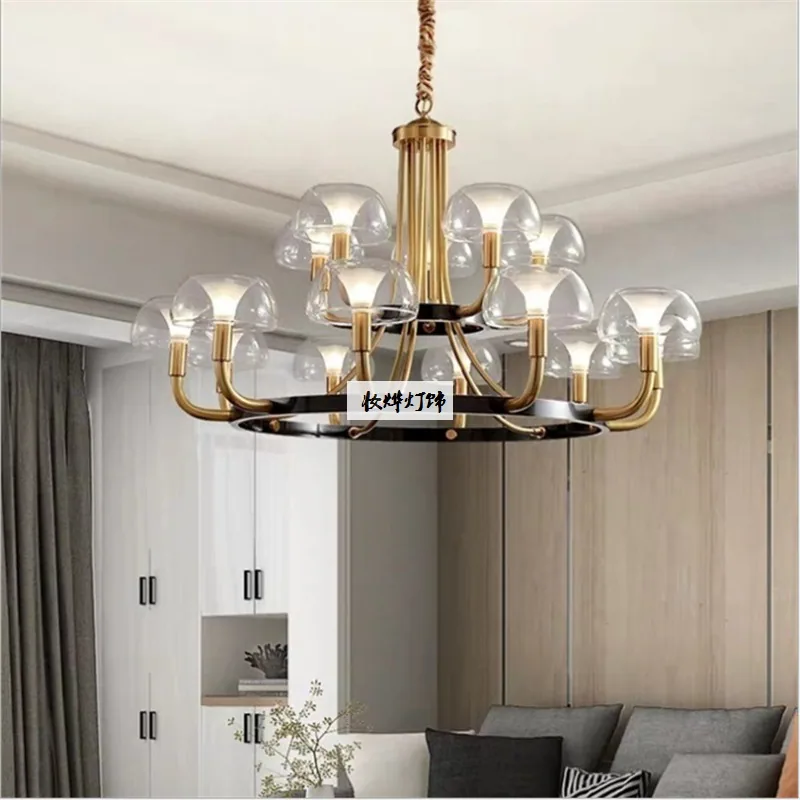 Modern Minimalist Solid Brass Chandelier — Living Room, Bedroom & Dining Room — view 5