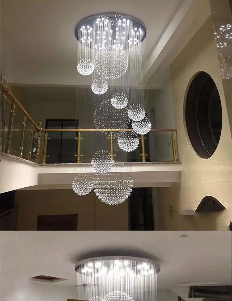 Modern Crystal Round Chandelier — Duplex, Stairwell & Villa — view 6