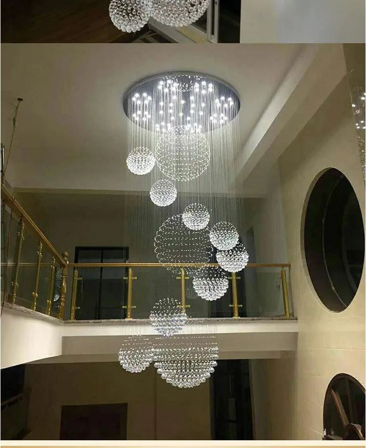 Modern Crystal Round Chandelier — Duplex, Stairwell & Villa — view 10
