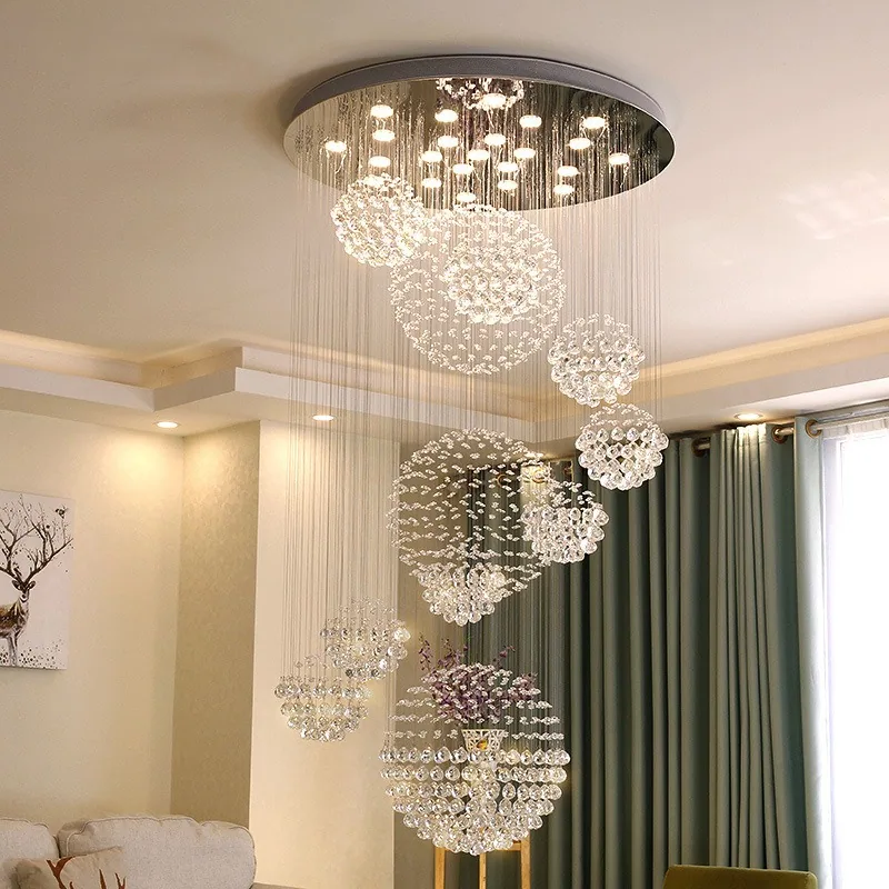 Modern Crystal Round Chandelier — Duplex, Stairwell & Villa — view 2