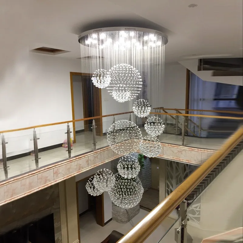 Modern Crystal Round Chandelier — Duplex, Stairwell & Villa — view 4