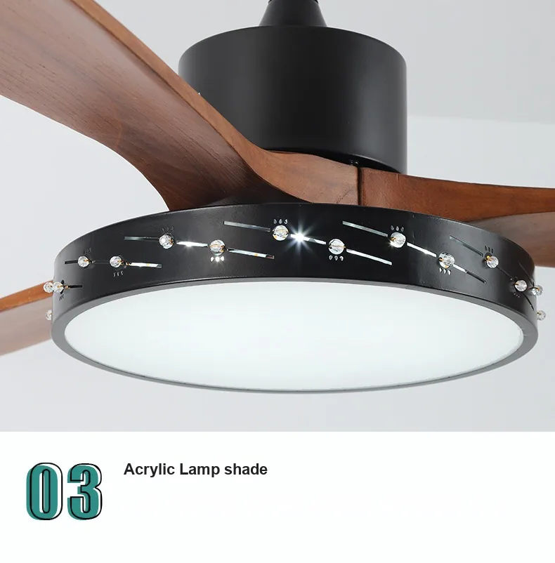 Minimalist Solid Wood Illuminated Ceiling Fan Light — Living Room & Dining Room — view 8