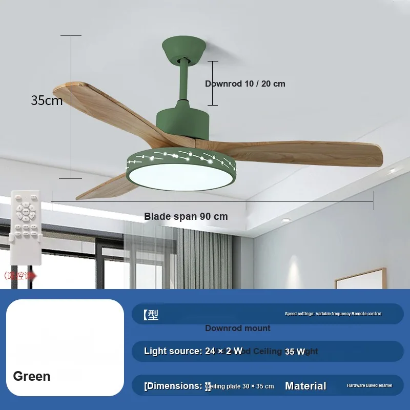 Minimalist Solid Wood Illuminated Ceiling Fan Light — Living Room & Dining Room — view 4