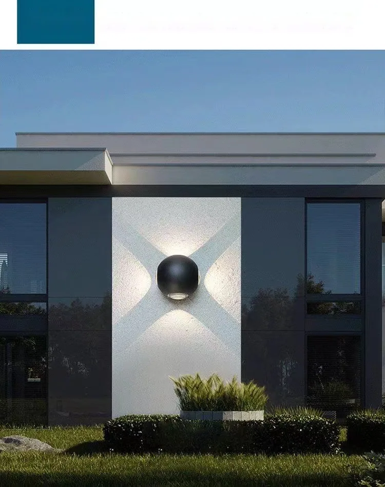 Modern Minimalist LED Globe Outdoor Wall Light — Hotel, Courtyard & Facade — view 9