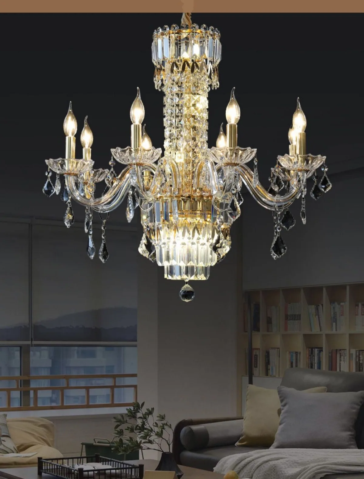 Modern Minimalist Crystal Chandelier — Villa, Hotel & Living Room — view 10