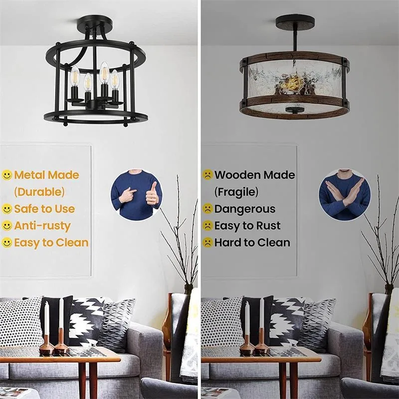Industrial Chandelier — Bedroom & Dining Room — view 3