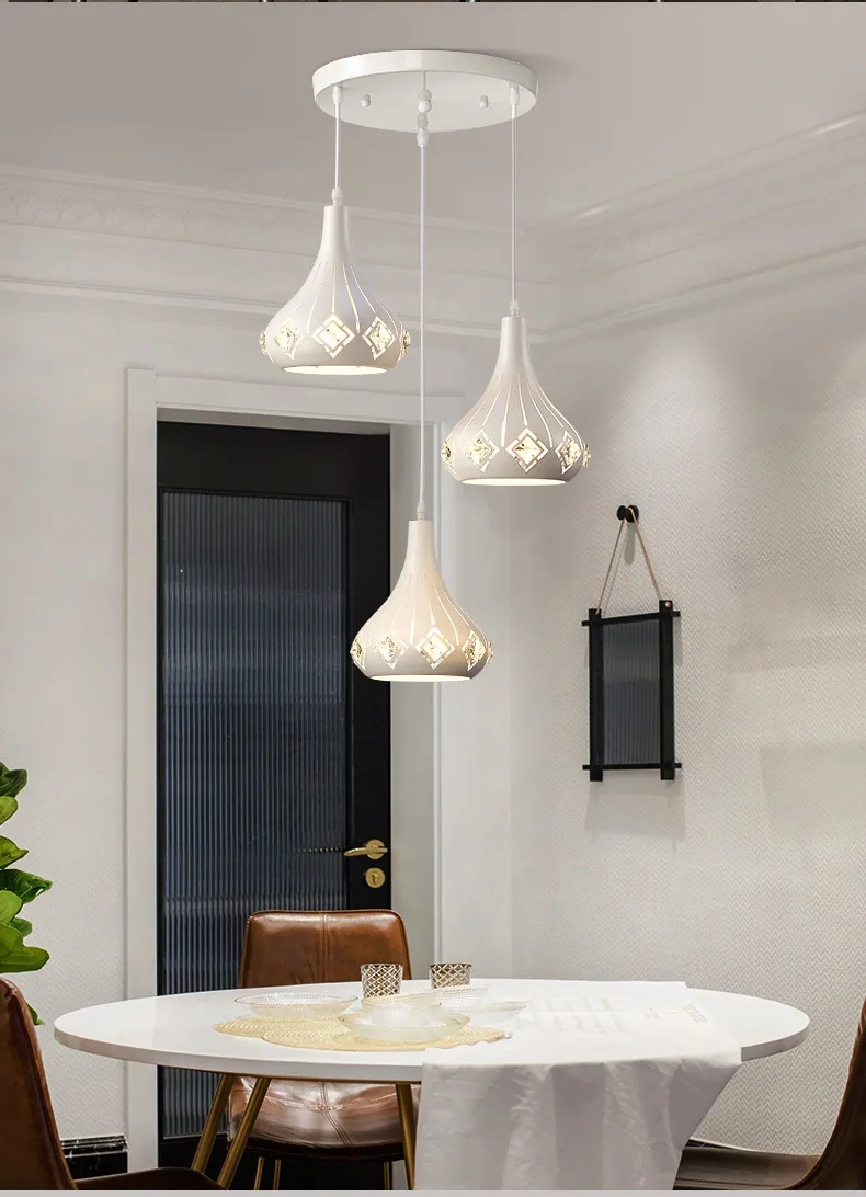 Modern Minimalist Crystal Round Chandelier — Dining Room — view 10