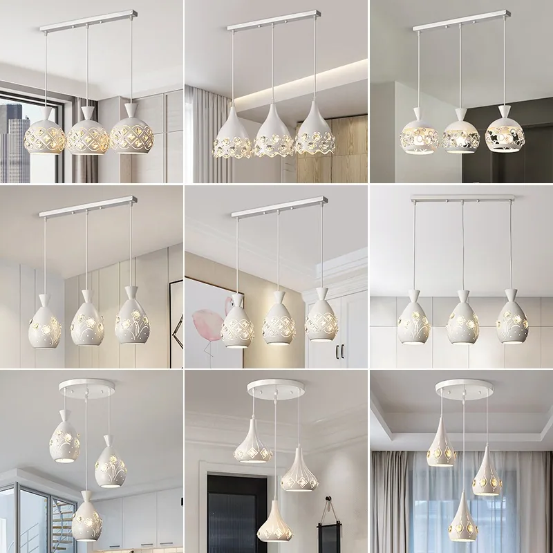 Modern Minimalist Crystal Round Chandelier — Dining Room — view 1
