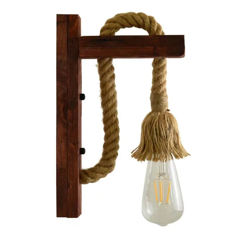 Industrial Solid Wood Single-Head Wall Lamp — Living Room & Dining Room — view 11