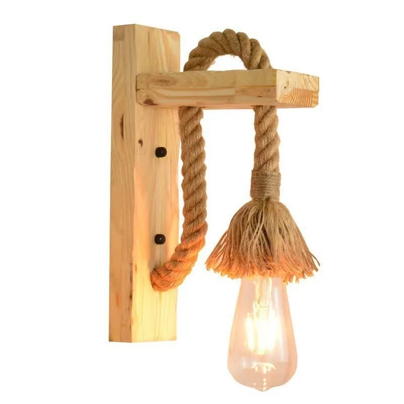 Industrial Solid Wood Single-Head Wall Lamp — Living Room & Dining Room — view 5