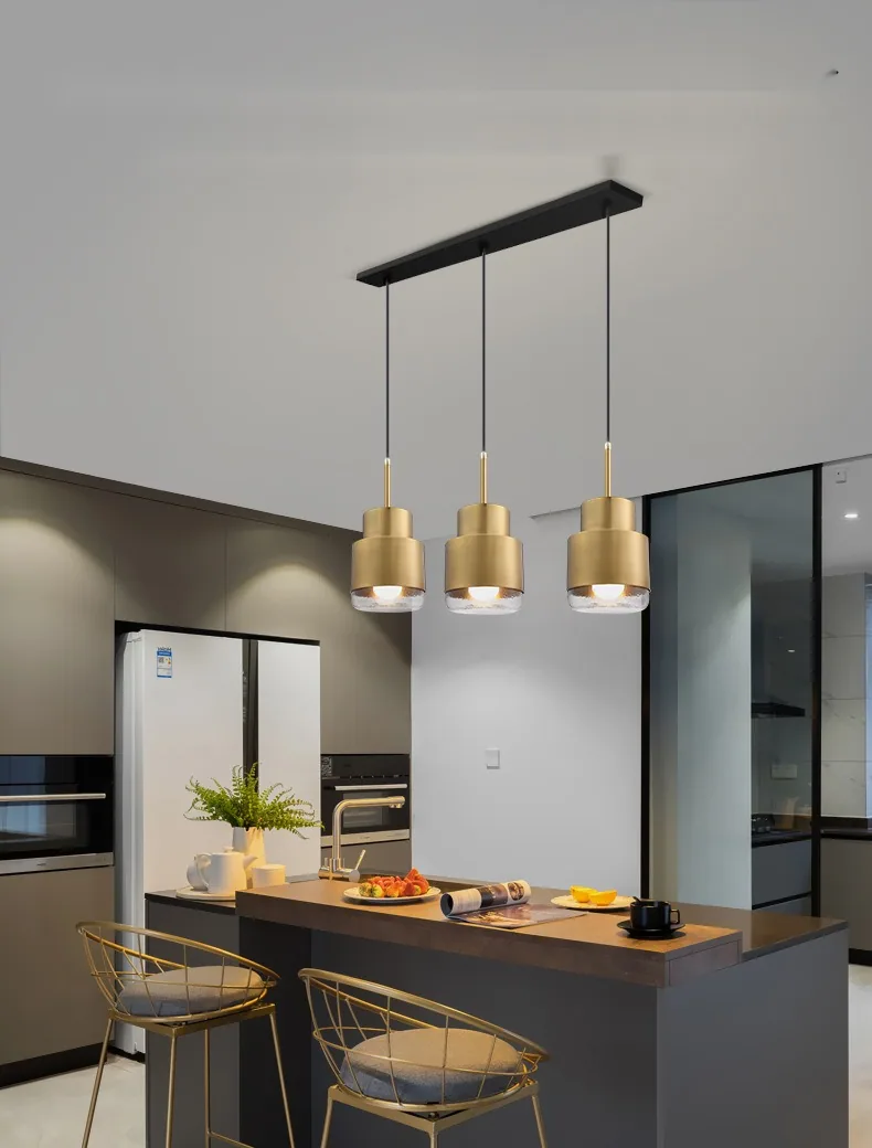 Modern Minimalist Three-Head Chandelier — Dining Room & Bar Counter — view 6