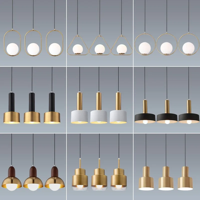 Modern Minimalist Three-Head Chandelier — Dining Room & Bar Counter — view 1