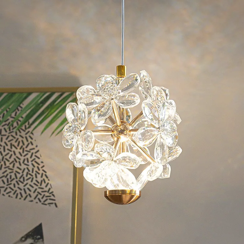 Modern Crystal Cord-Hung Chandelier — Bedroom, Bedside & Dining Room — view 3