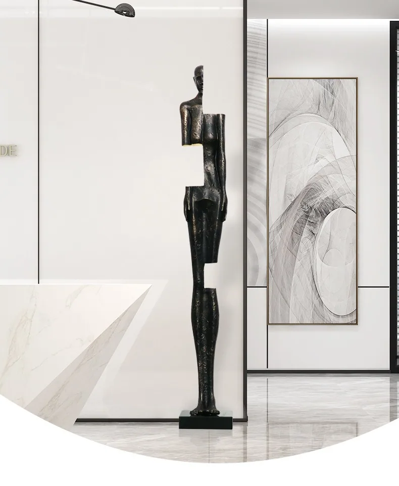 Abstract Human Figure Sculpture Floor Lamp — Hotel Lobby Feature — view 11
