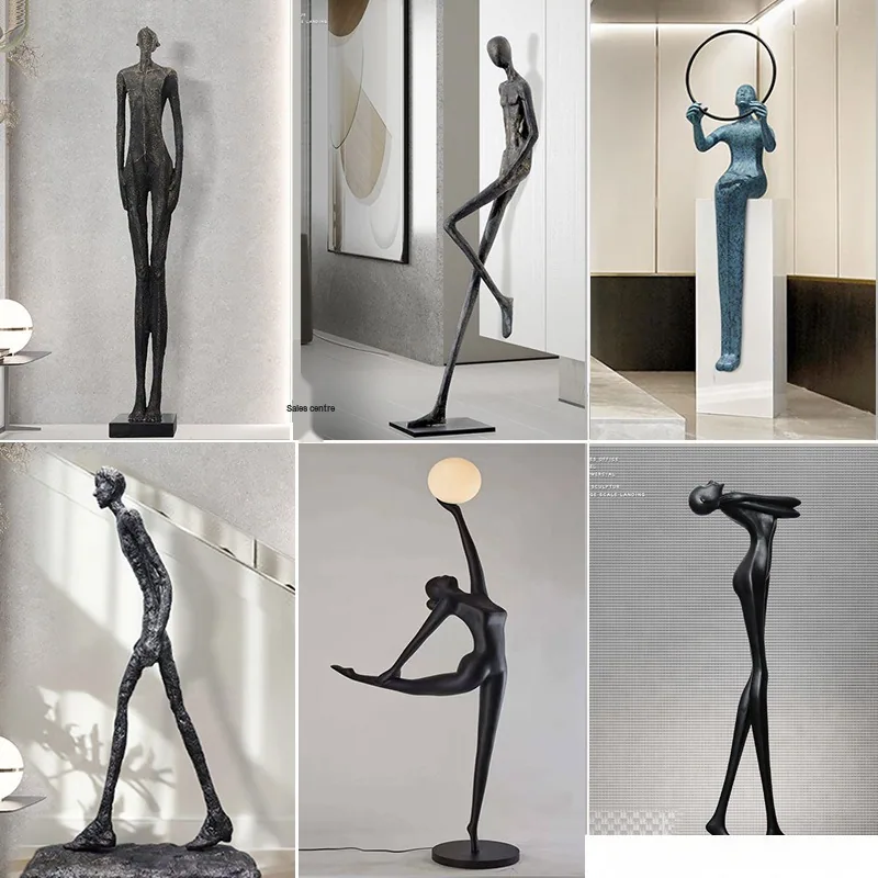 Abstract Human Figure Sculpture Floor Lamp — Hotel Lobby Feature — view 1