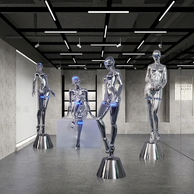 Cyberpunk Mecha Figure Sculpture — Large Floor Display Piece — view 2