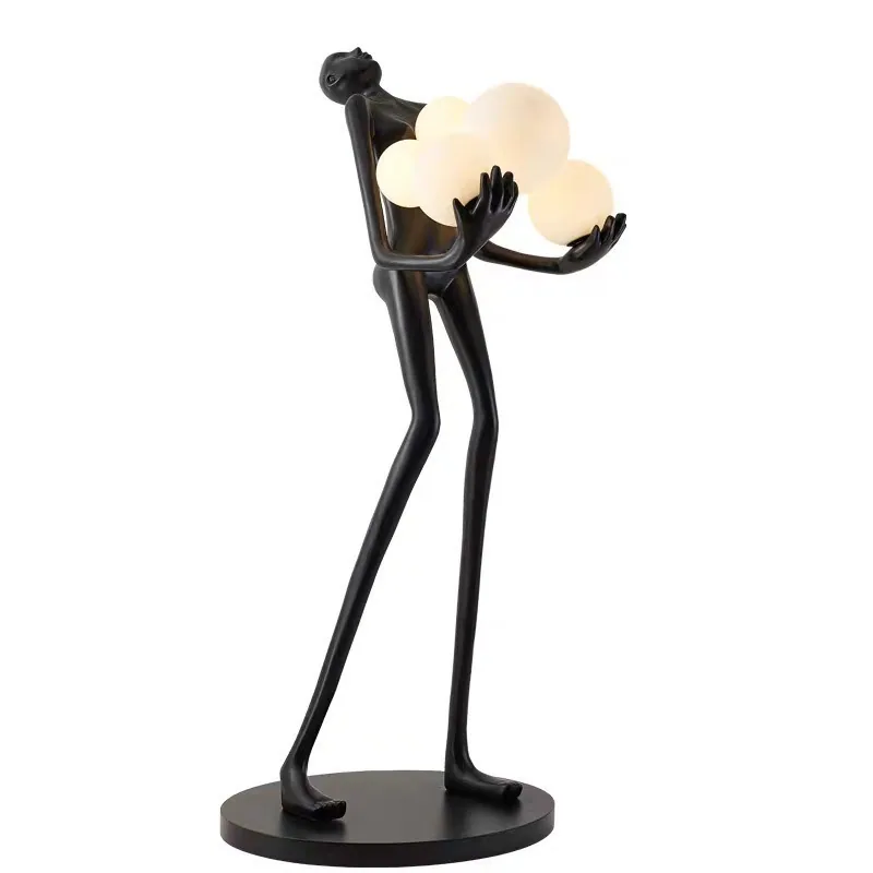Resin Figure Sculpture Floor Lamp — Globe Holder, Show Flat Series — view 5