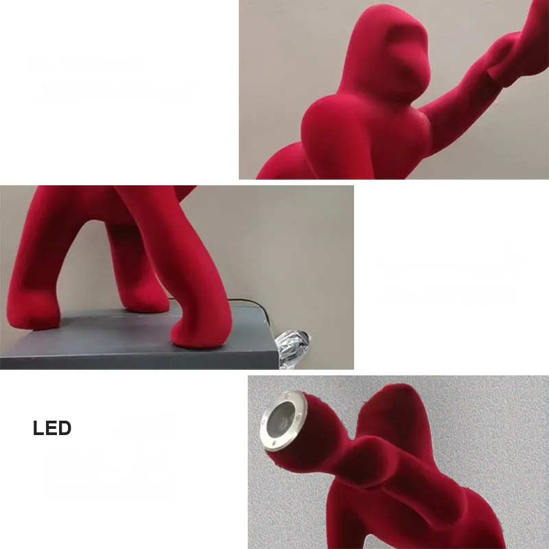 Flocked Gorilla Sculpture Floor Lamp — Animal Series — view 2