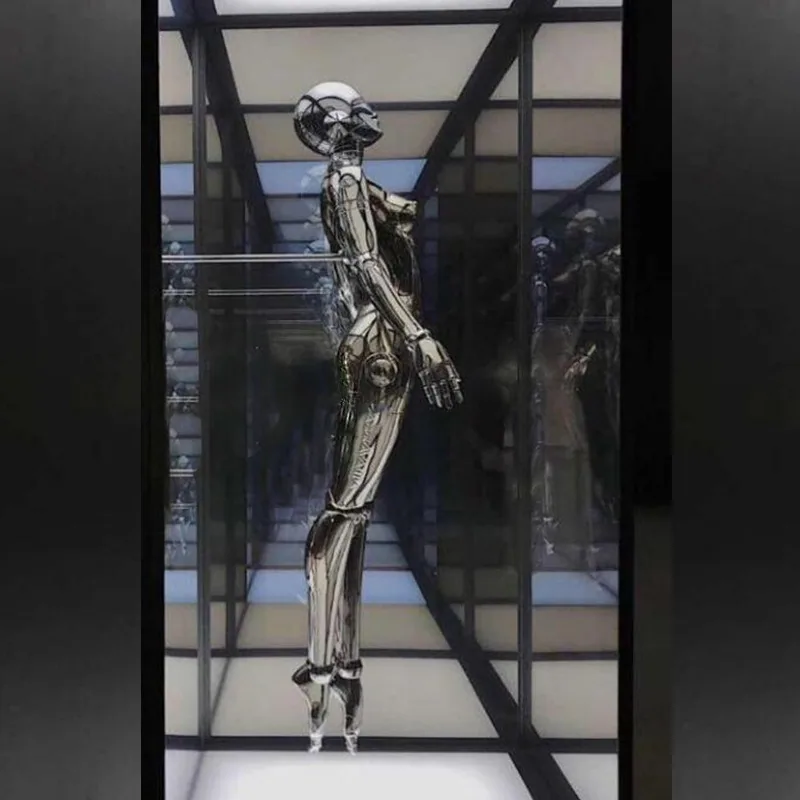 Electroplated Mecha Goddess Sculpture — Glass-Fibre Floor Art — view 8
