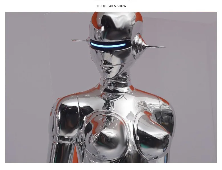 Electroplated Mecha Goddess Sculpture — Glass-Fibre Floor Art — view 10