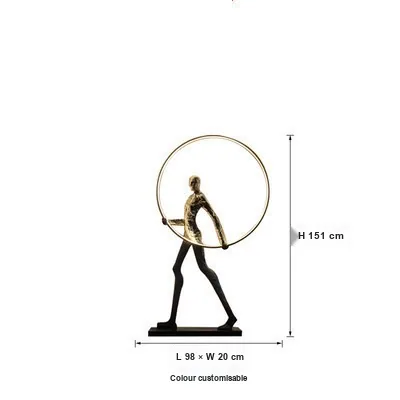 Abstract Figure Sculpture Floor Lamp — Hotel Lobby Art — view 4