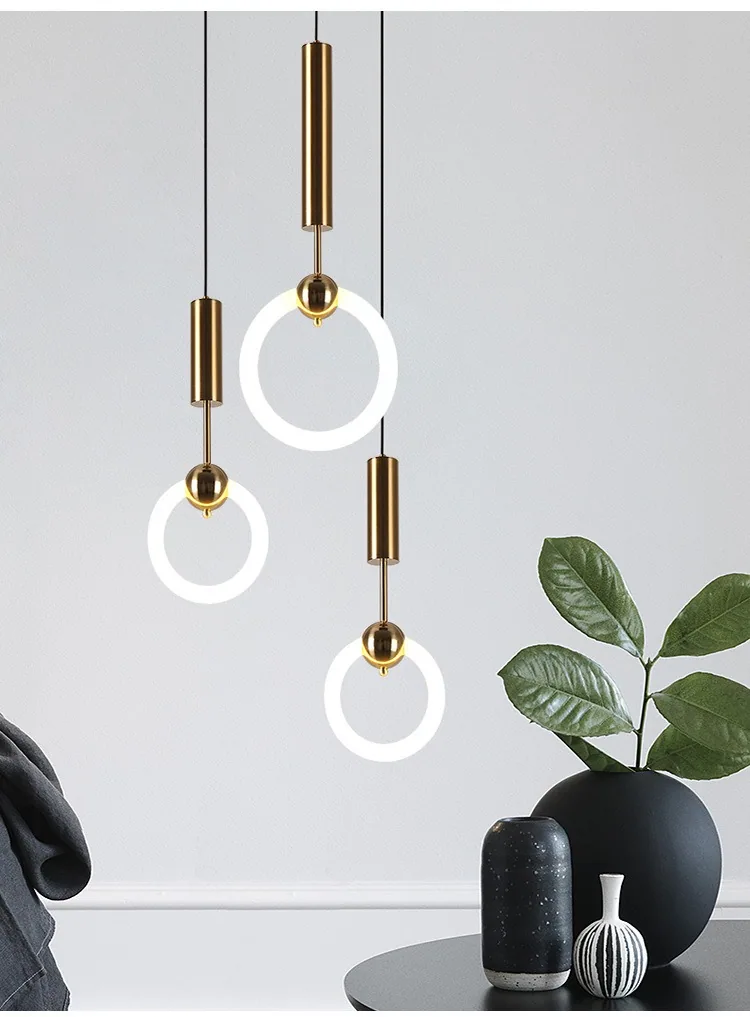 Modern Minimalist U-Shaped Cord-Hung Chandelier — Living Room, Bedroom & Bedside — view 7
