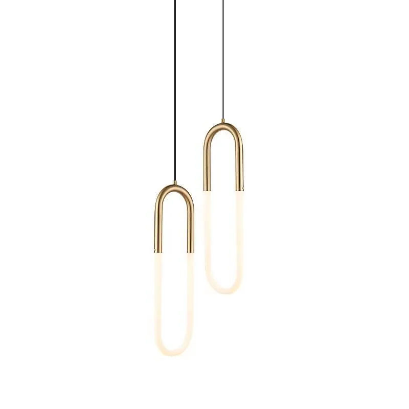 Modern Minimalist U-Shaped Cord-Hung Chandelier — Living Room, Bedroom & Bedside — view 4