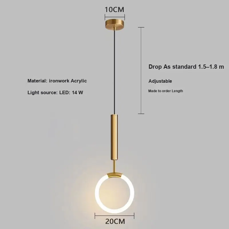 Modern Minimalist U-Shaped Cord-Hung Chandelier — Living Room, Bedroom & Bedside — view 5