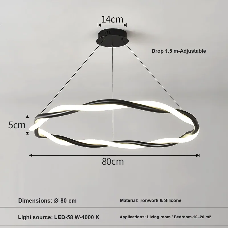 Minimalist LED Chandelier — Living Room, Bedroom & Dining Room — view 6