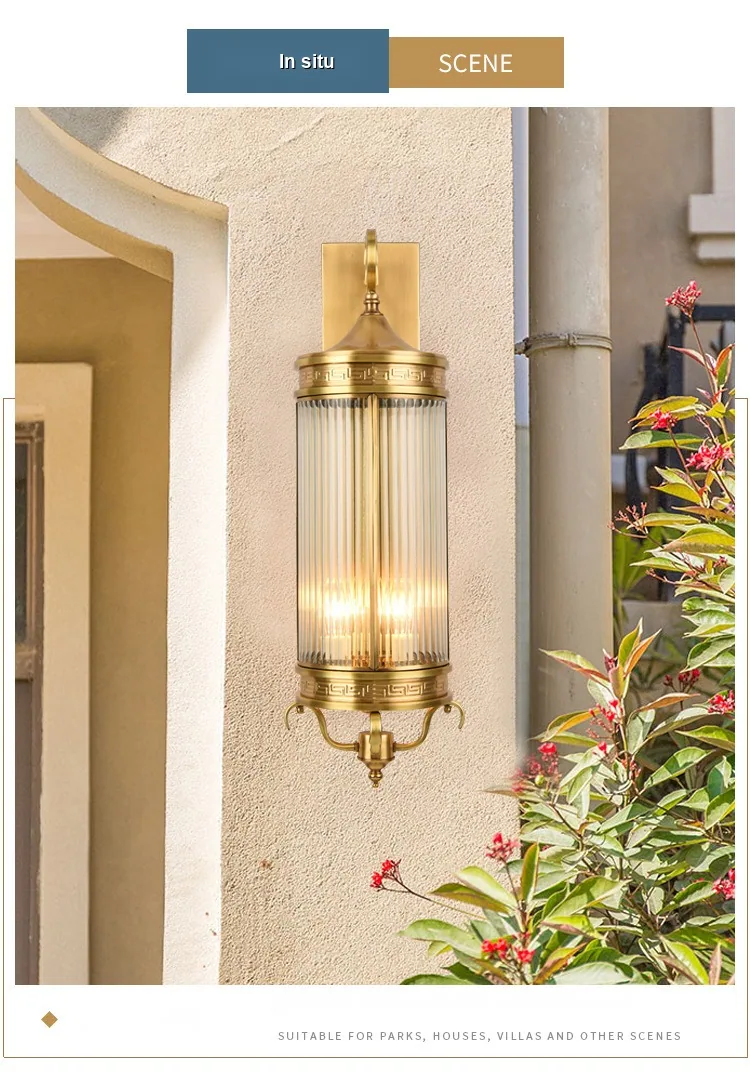 European Solid Brass Waterproof Outdoor Wall Light — Villa, Bedside & Walkway — view 7
