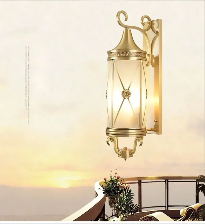 European Solid Brass Waterproof Outdoor Wall Light — Villa, Walkway & Corridor — view 6