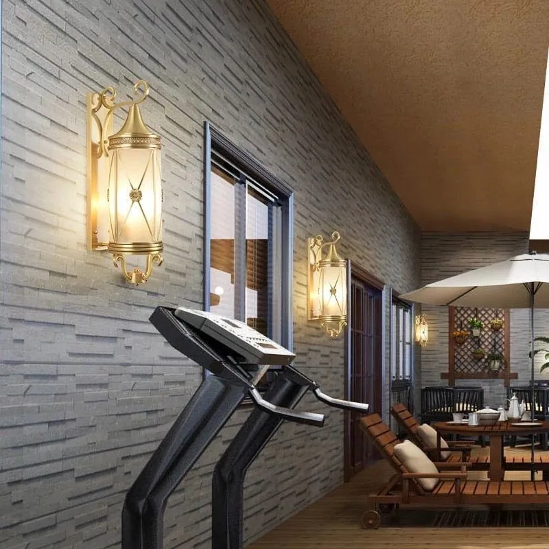European Solid Brass Waterproof Outdoor Wall Light — Villa, Walkway & Corridor — view 4