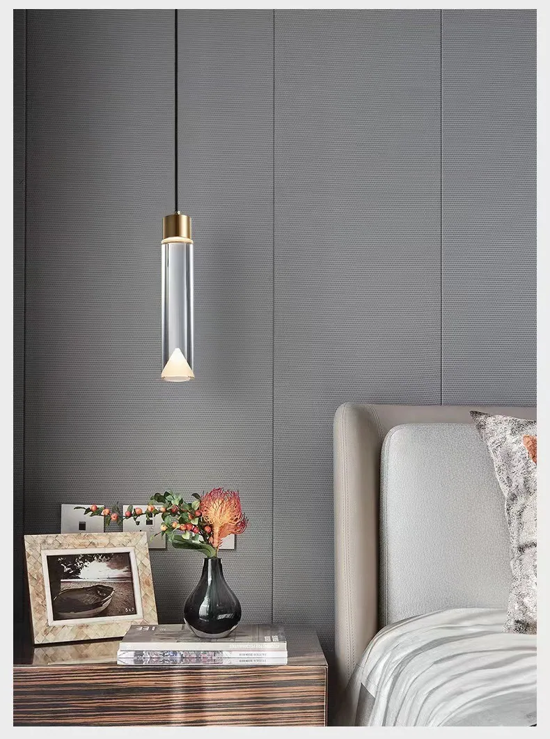 Modern Minimalist Crystal Single-Head Chandelier — Bedroom, Bedside & Bar Counter — view 12