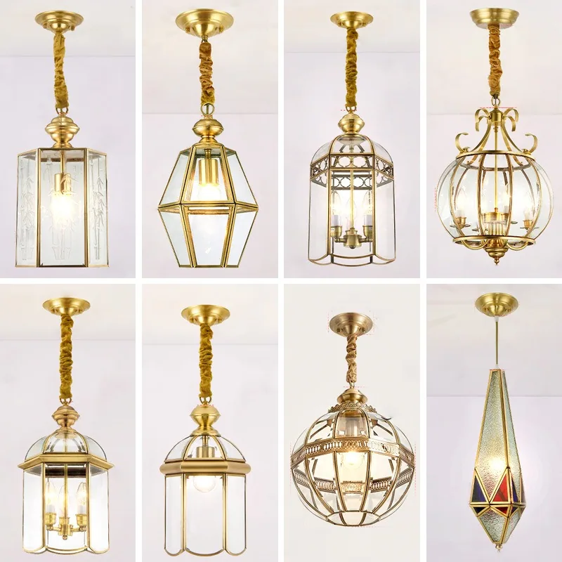 Minimalist Solid Brass Single-Head Chandelier — Dining Room, Walkway & Corridor — view 1