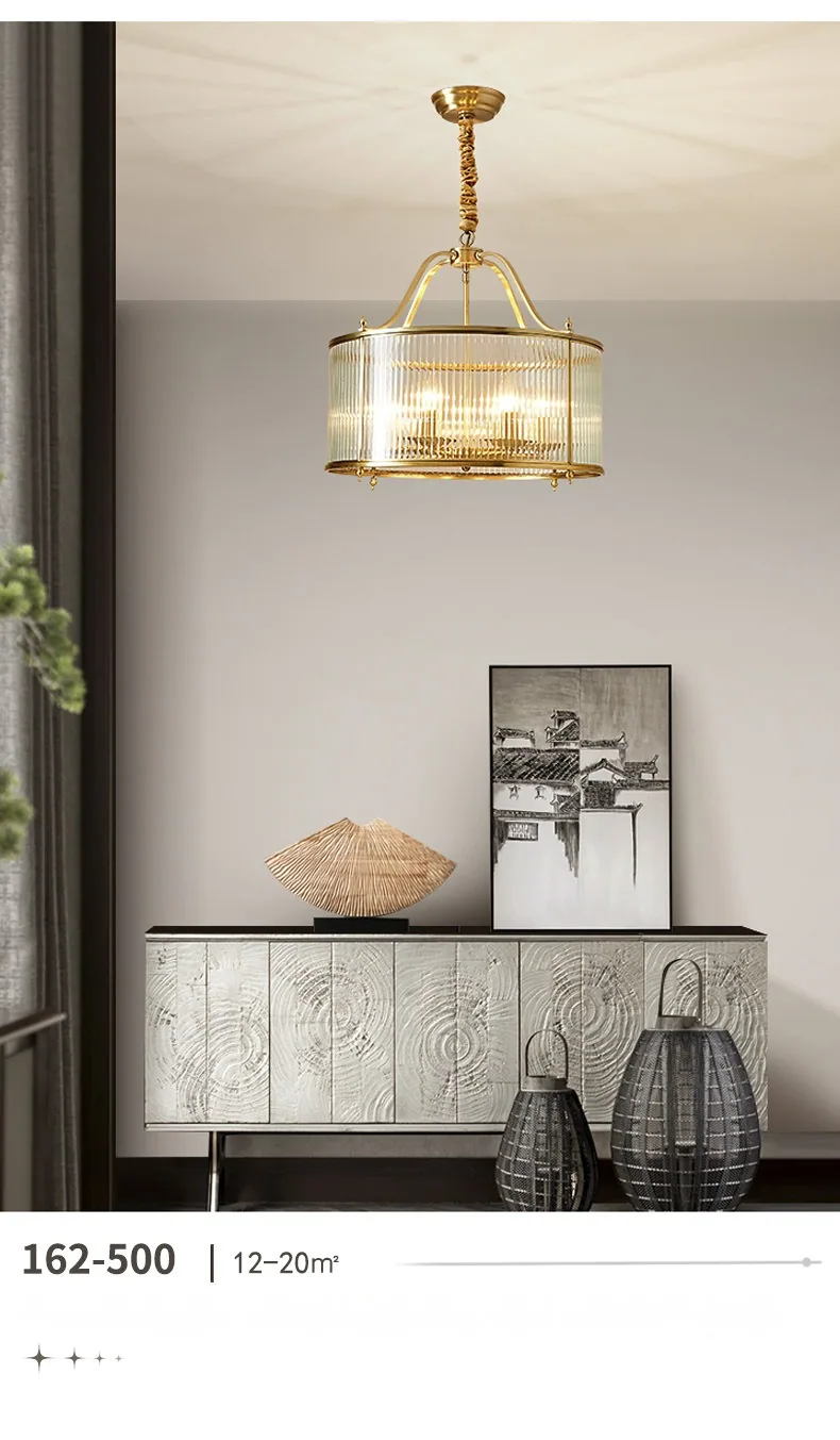 Modern Minimalist Solid Brass Chandelier — Villa, Dining Room & Study — view 10
