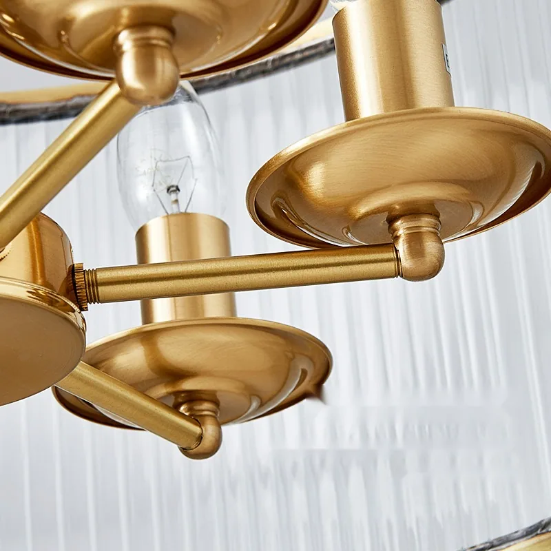 Modern Minimalist Solid Brass Chandelier — Villa, Dining Room & Study — view 4