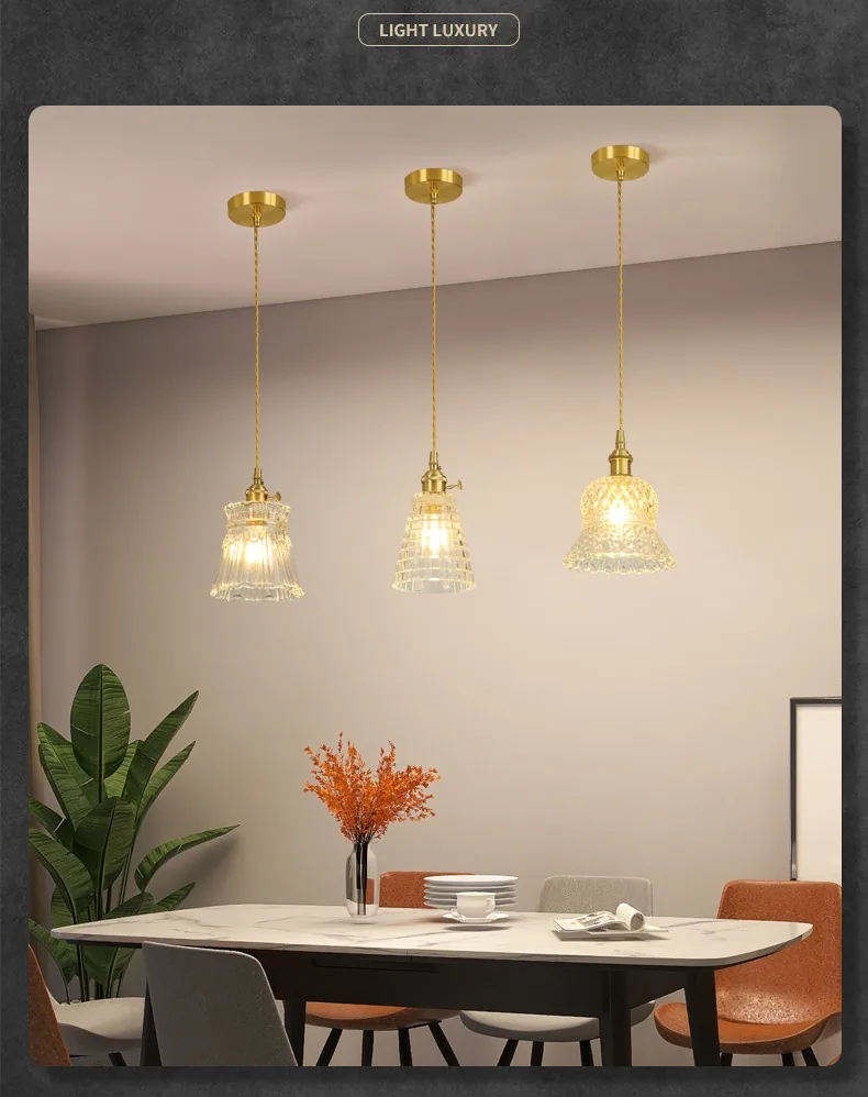 Modern Minimalist Solid Brass Chandelier — Bedroom, Bedside & Dining Room — view 6