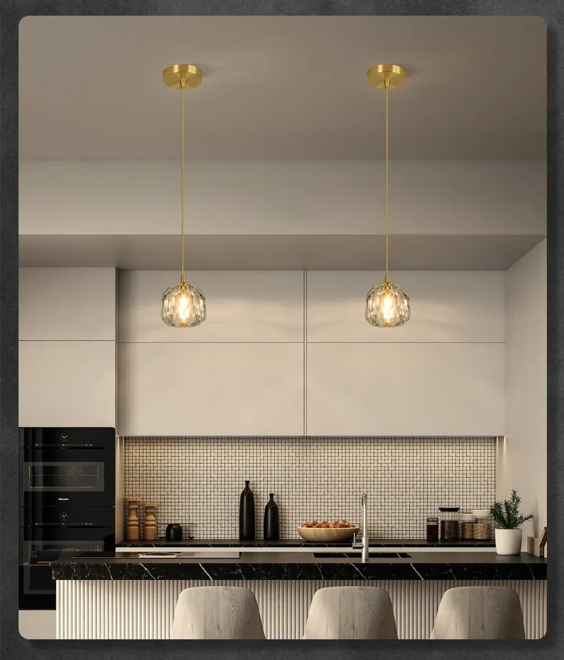 Modern Minimalist Solid Brass Chandelier — Bedroom, Bedside & Dining Room — view 8